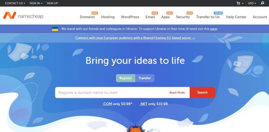 NameCheap hosting